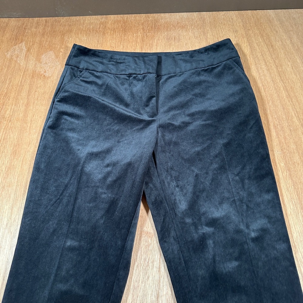 Liz Claiborne Career Pants Women 14 Black Faux Suede Straight Leg Trousers - Picture 2 of 14